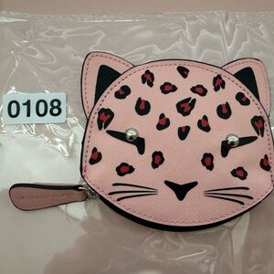 (0108) Pink Cat leopard Women's coin purse